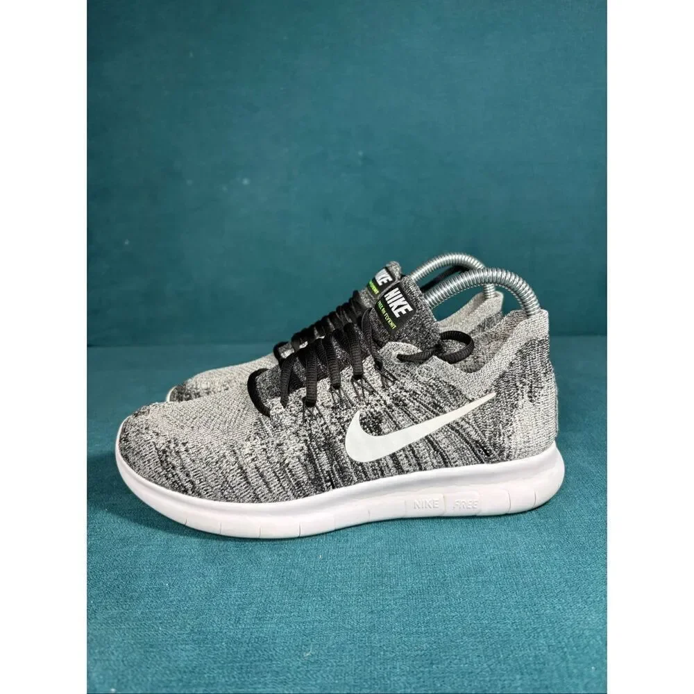Nike Free RN Flyknit Gray White Running Shoes Women’s Size 7 Lightweight Sneaker